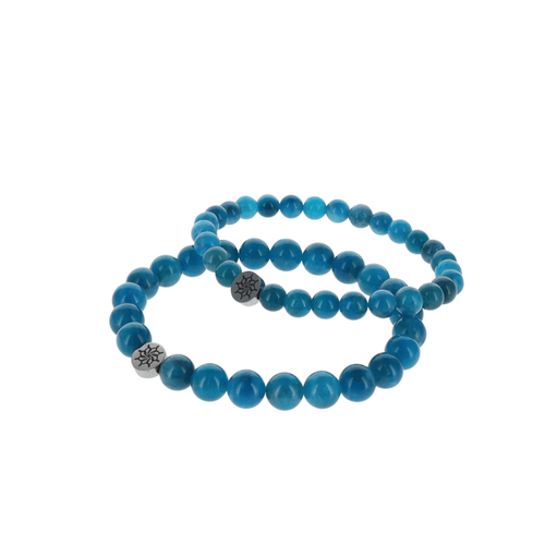 Bracelet en apatite bleue, pierre bleue naturelle Mandalas