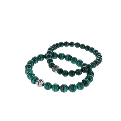 Bracelet en malachite, pierre verte naturelle Mandalas