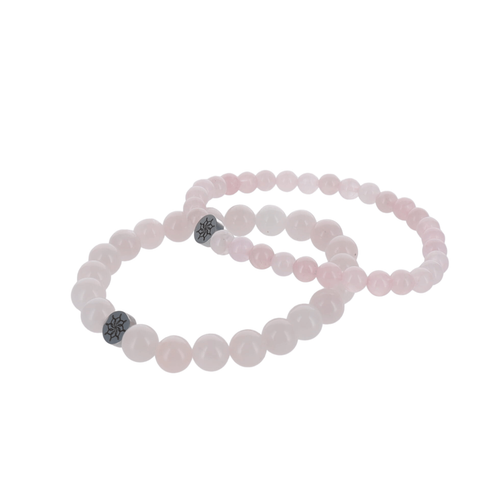 Bracelet en quartz rose, pierre rose naturelle Mandalas