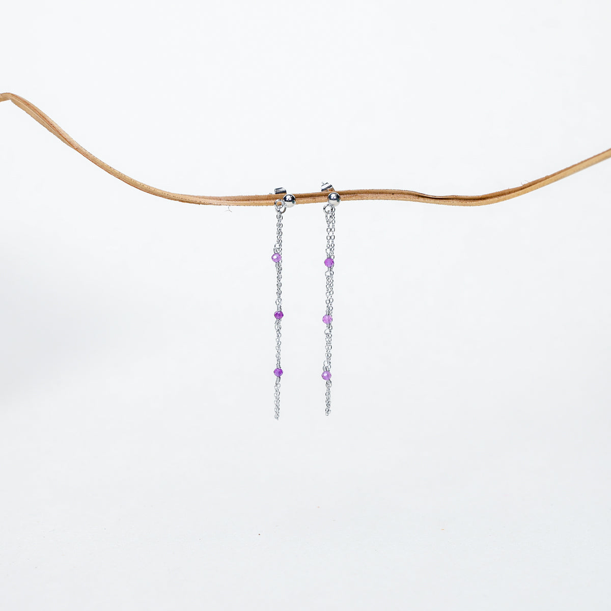 Boucles d'oreilles pendante Hélène - Améthyste extra