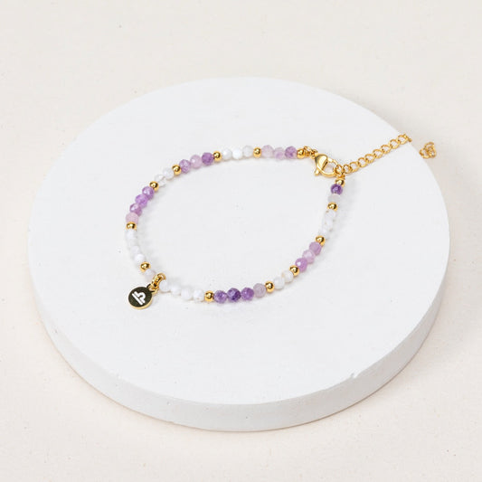 Bracelet Balance - Lépidolite / Jade blanc