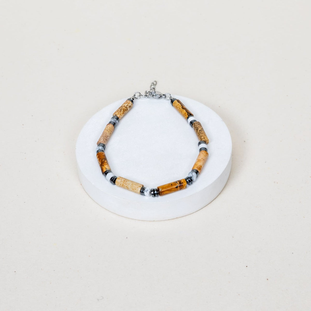 Bracelet Dan - Jaspe Paysage, Howlite, Hématite