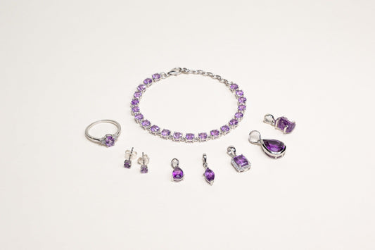 Boucles d'oreilles puces Lilya - Améthyste