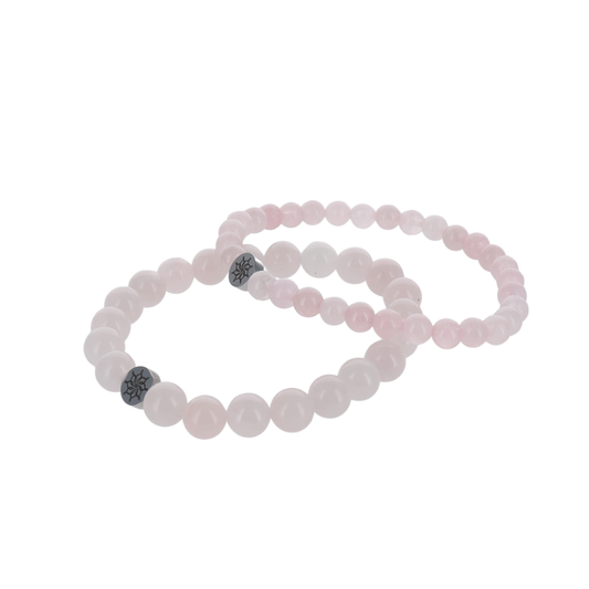Bracelet en quartz rose, pierre rose naturelle Mandalas