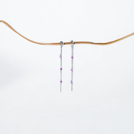 Boucles d'oreilles pendante Hélène - Améthyste extra