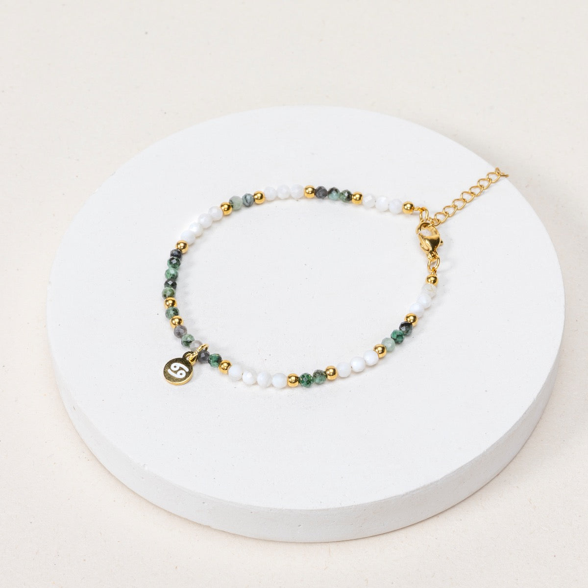Bracelet Cancer - Nacre / Emeraude