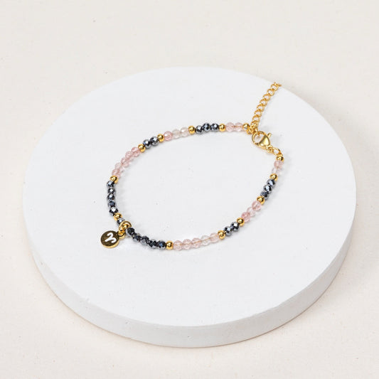 Bracelet Bélier - Quartz fraise / Hématite
