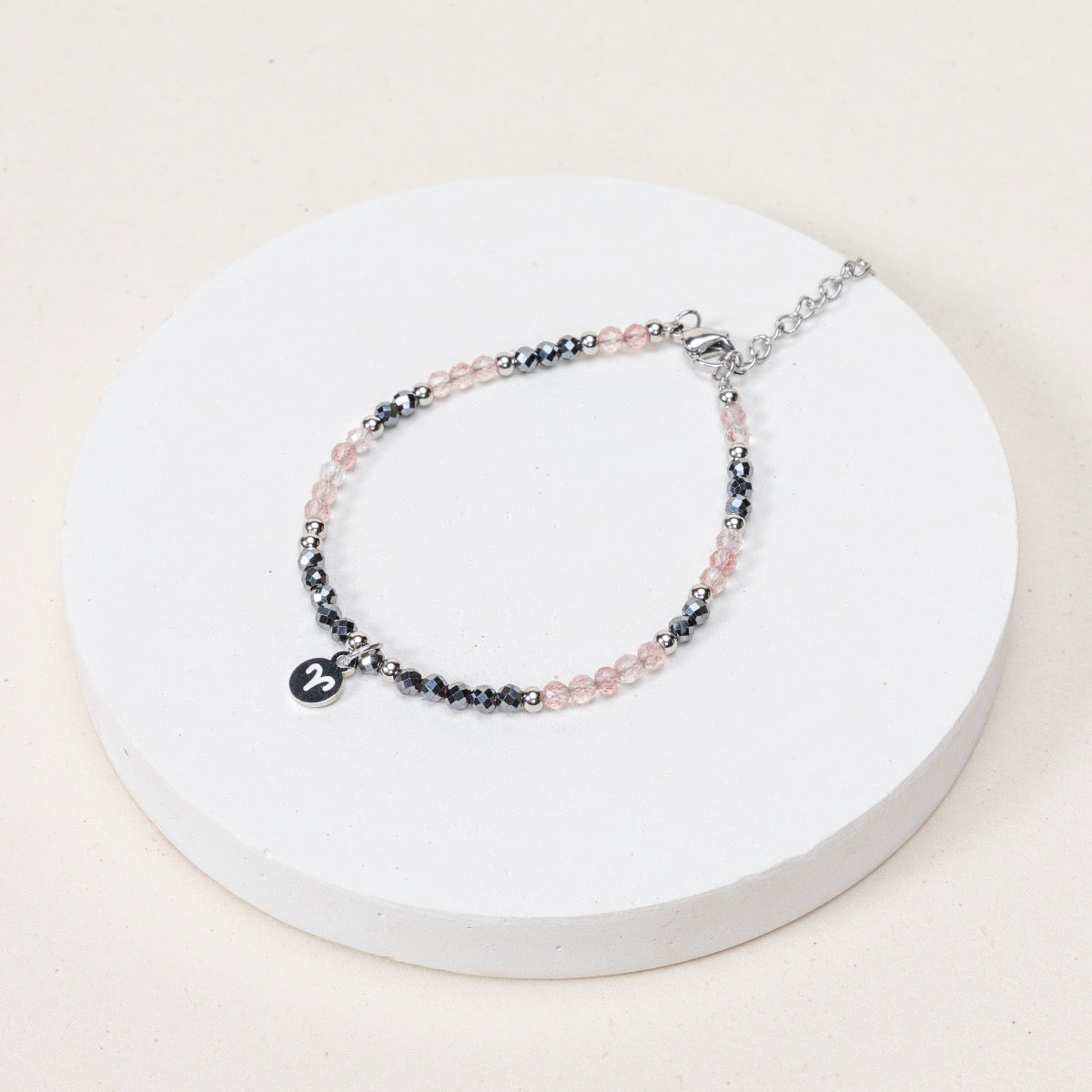 Bracelet Bélier - Quartz fraise / Hématite