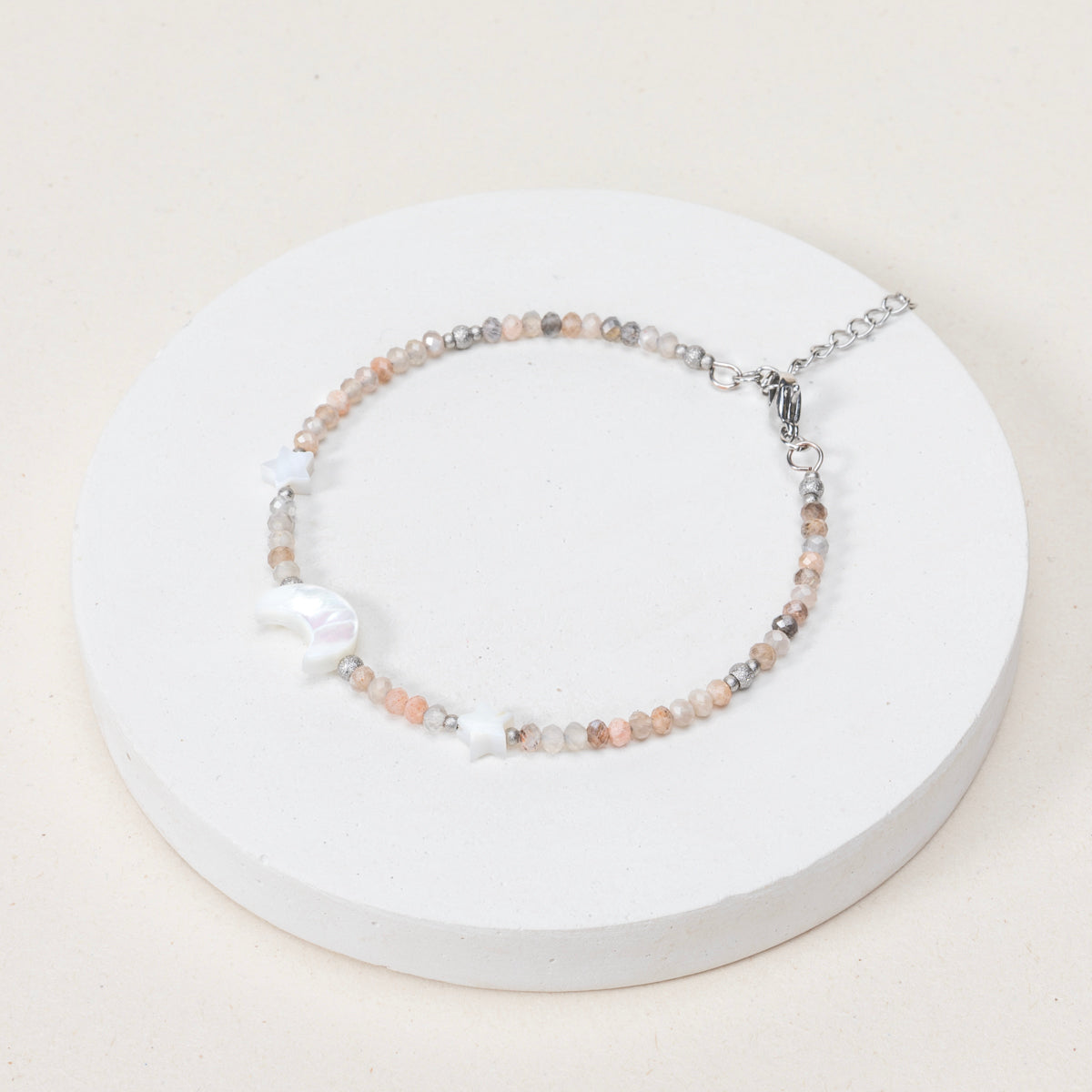 Bracelet Pauline - Nacre, Pierre de Lune Pêche