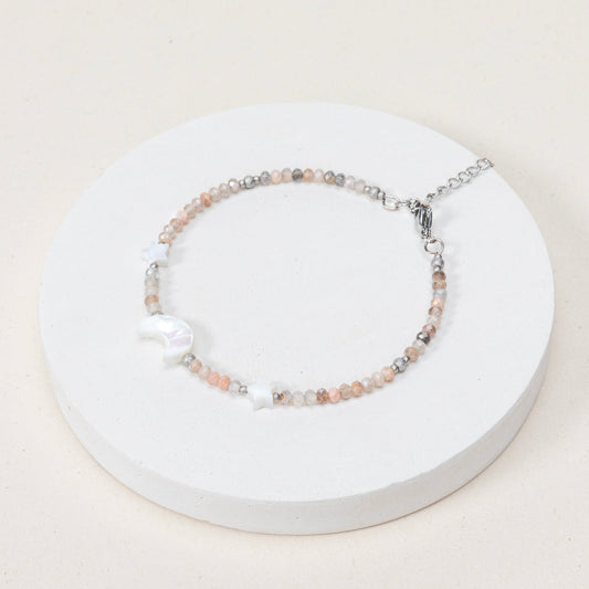 Bracelet Pauline - Nacre, Pierre de Lune Pêche