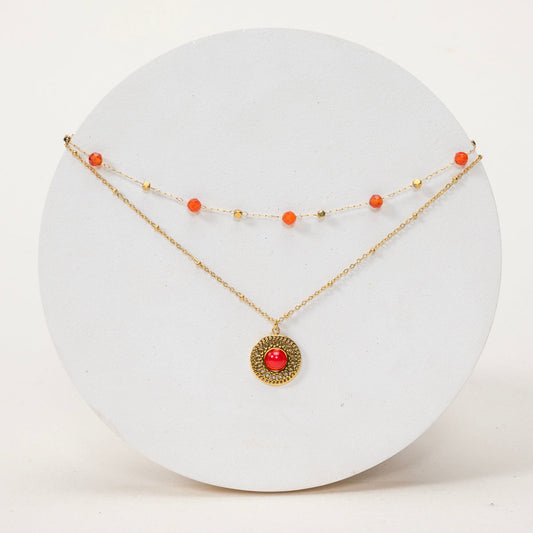 Pendentif Adélaïde - Agate rouge Cornaline