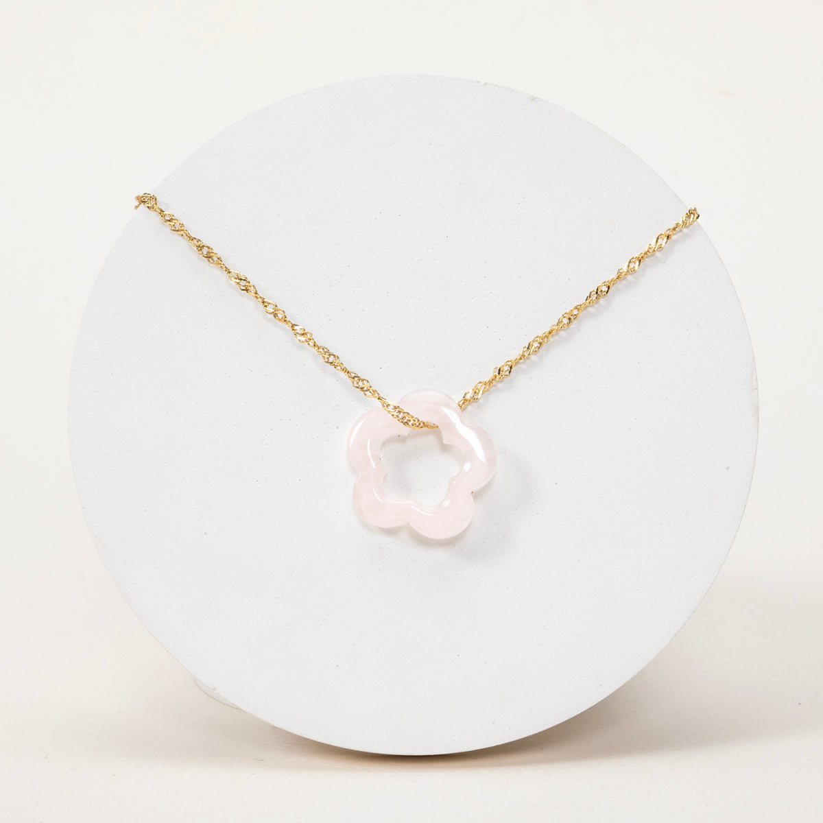 Pendentif Camélia - Quartz rose
