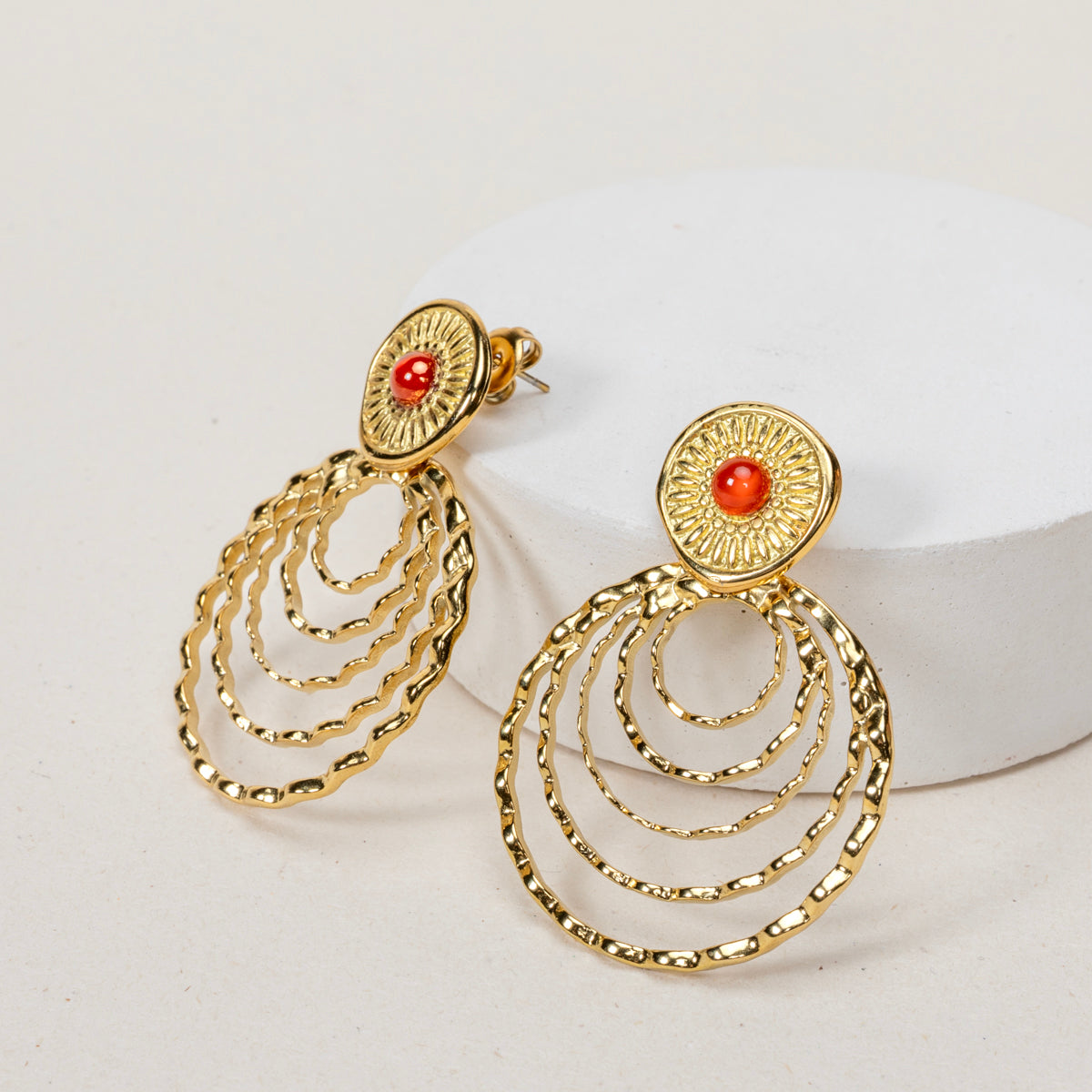 Boucles d'oreilles Jody - Agate rouge Cornaline