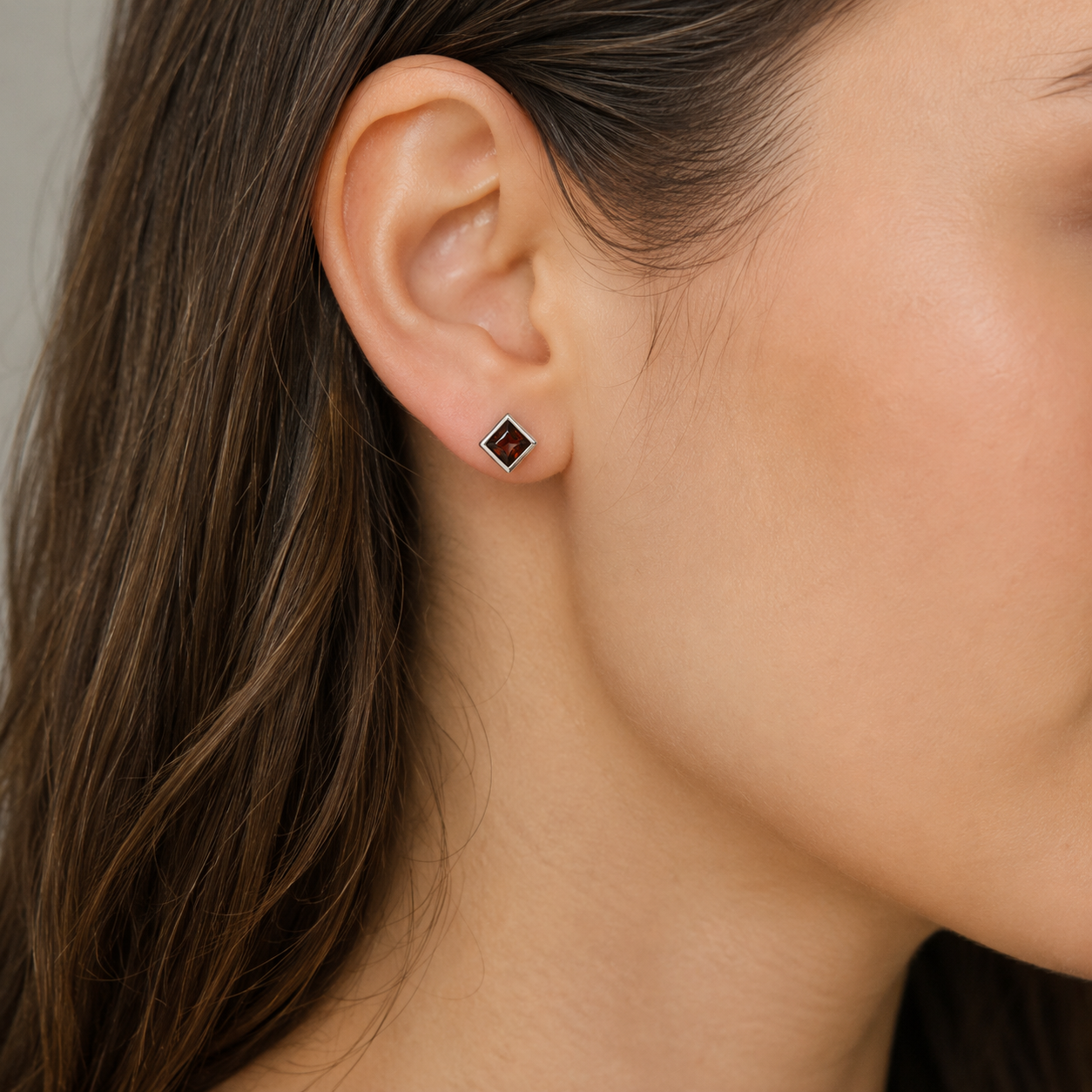 Boucles d'oreilles Loema - ambre carré