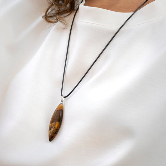 Collier Plume - Oeil de tigre