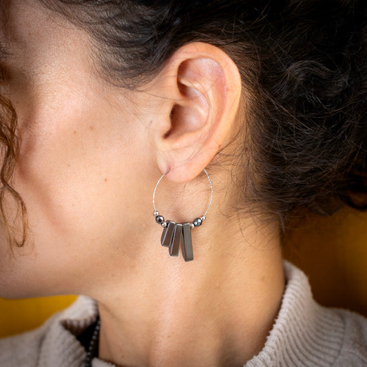 Boucles d'oreilles Hina - Hématite