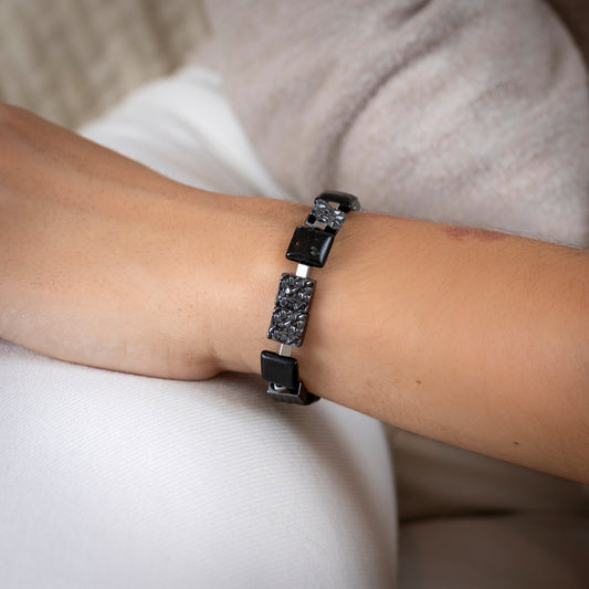 Bracelet Yumie - Hématite & Agate noire