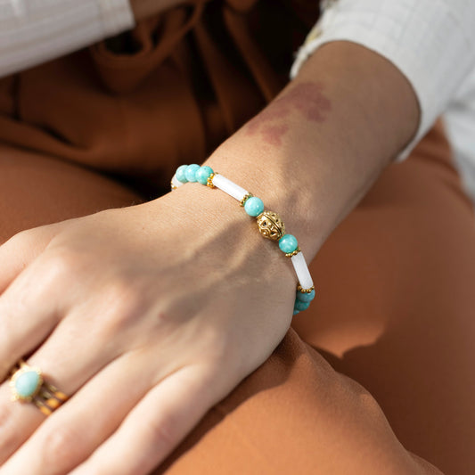 Bracelet Josepha - Amazonite extra et jade blanc