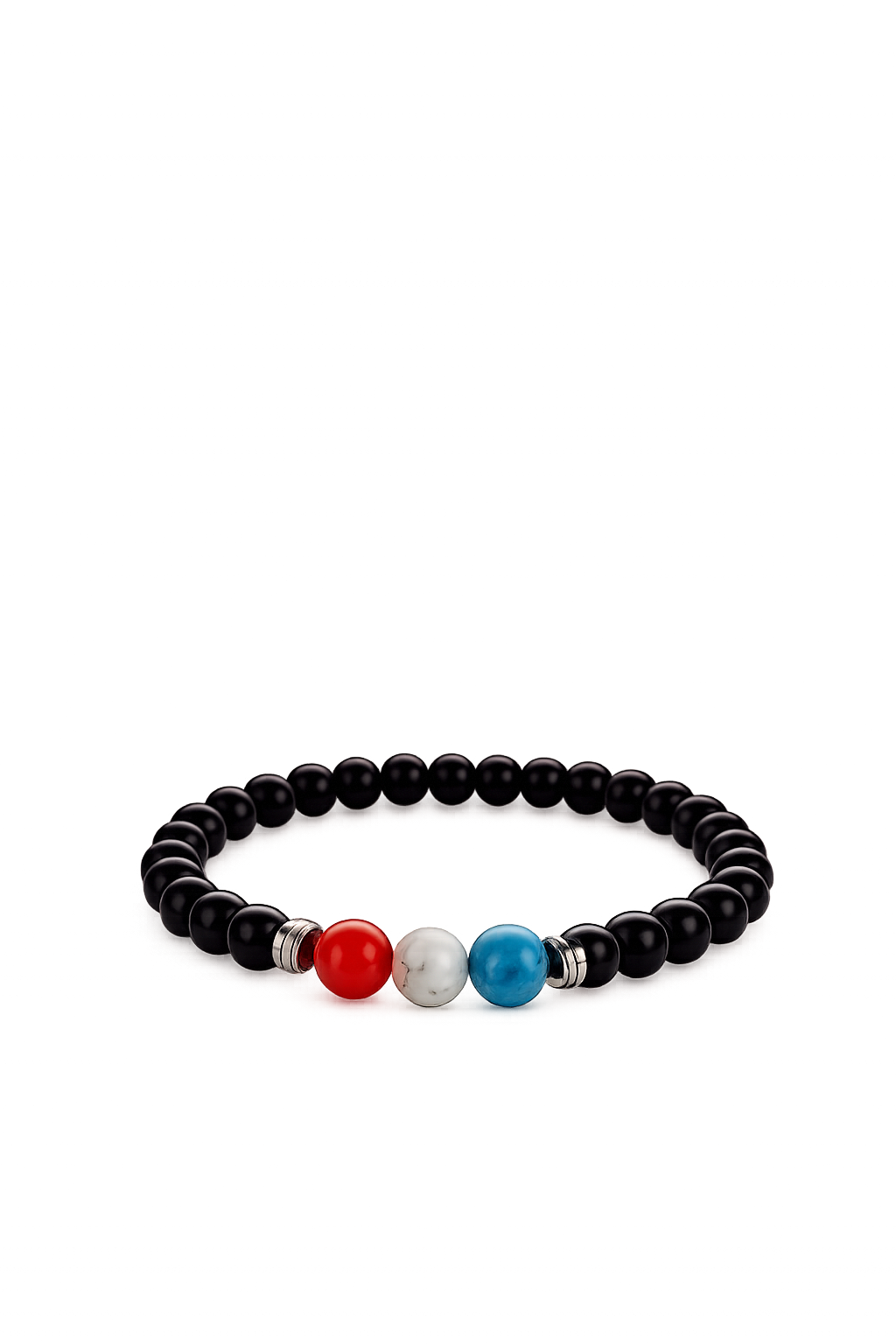 Bracelet Victoire - Bois Ebene, Apatite Bleue, Agate rouge Cornaline, Magnésite
