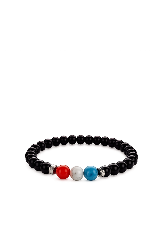 Bracelet Victoire - Bois Ebene, Apatite Bleue, Agate rouge Cornaline, Magnésite