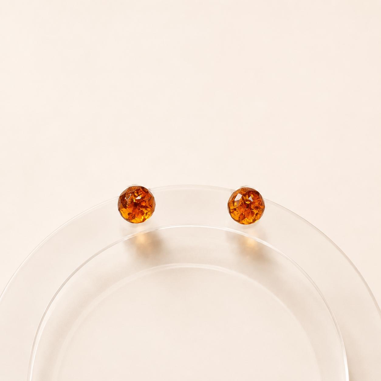 Boucles d'oreilles Maraly - ambre ronde facettée