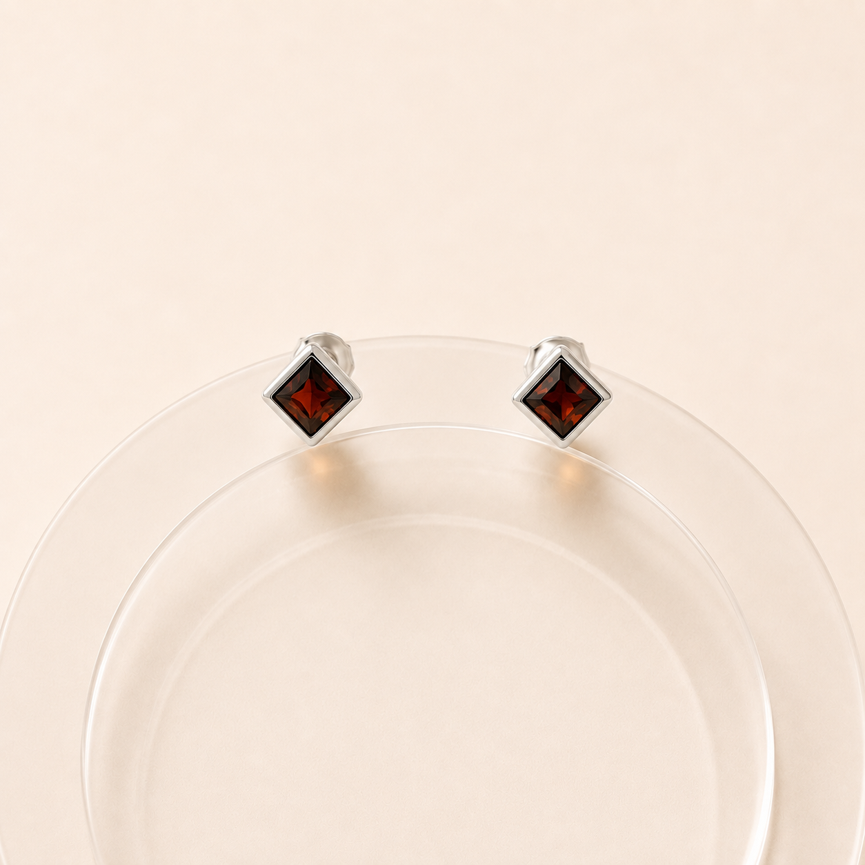 Boucles d'oreilles Loema - ambre carré