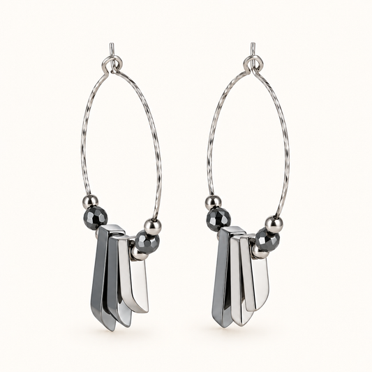 Boucles d'oreilles Hina - Hématite