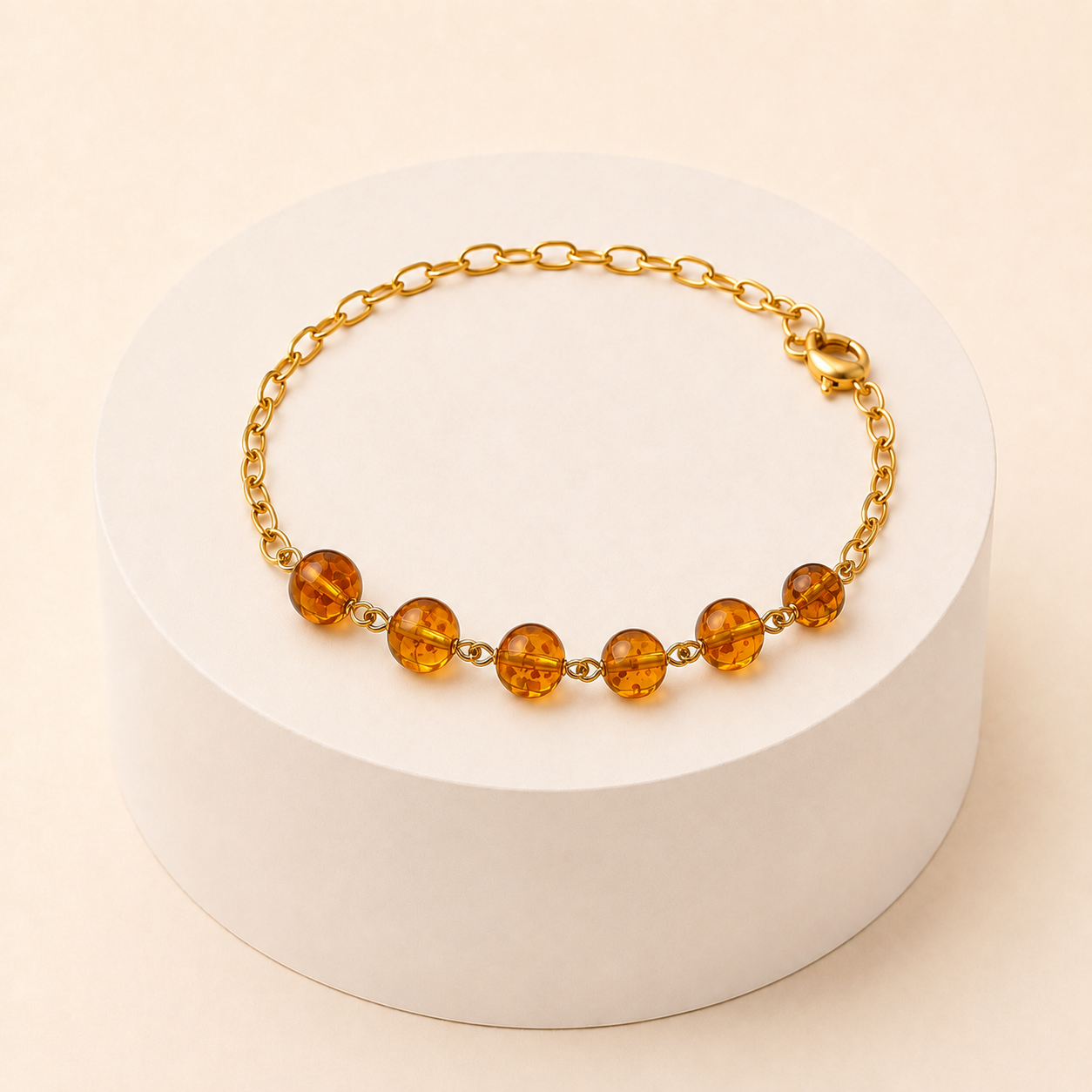 Bracelet Ginka - ambre rond