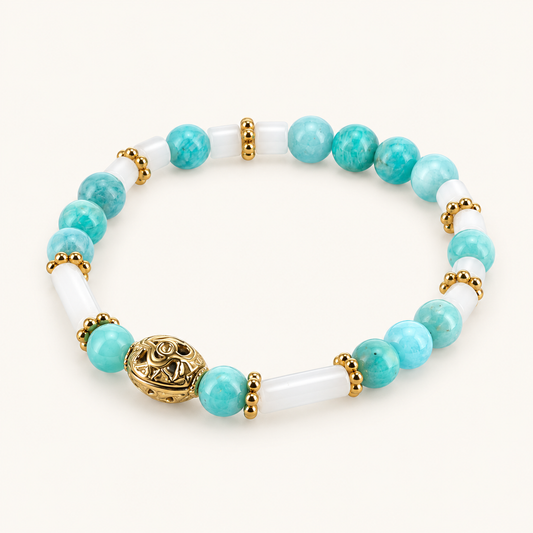 Bracelet Josepha - Amazonite extra et jade blanc