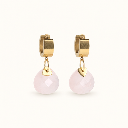 Boucles d'oreilles Loëne - Quartz rose