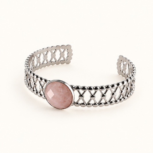Bracelet manchette Muse - Quartz rose