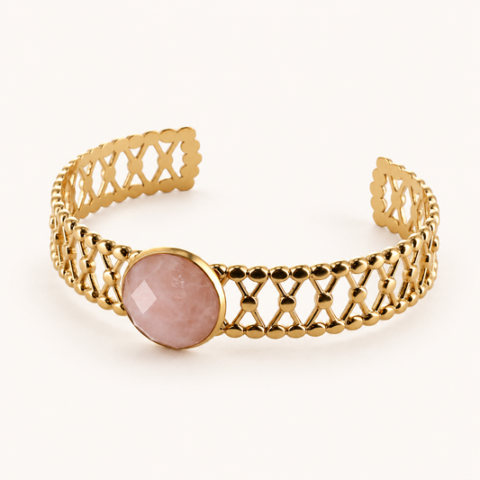 Bracelet manchette Muse - Quartz rose