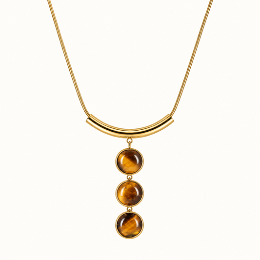 Collier 3 cabochons Tynéa - Oeil de tigre