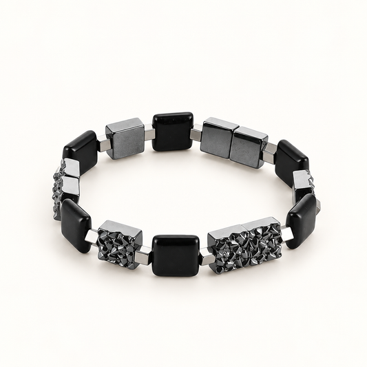 Bracelet Yumie - Hématite & Agate noire