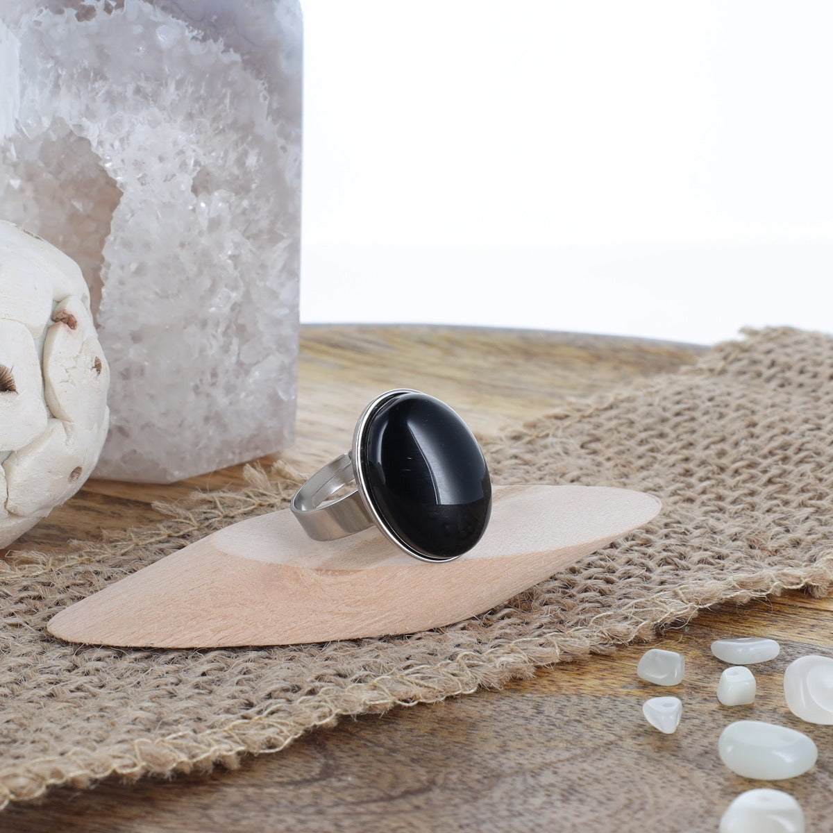 Bague Lona - Agate noire (DB)
