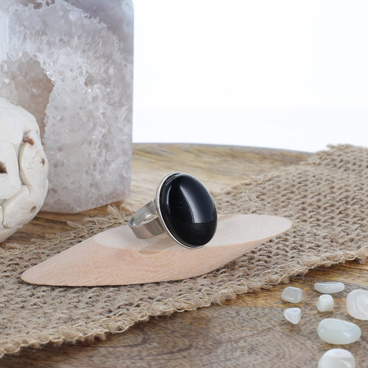 Bague Lona - Agate noire (DB)