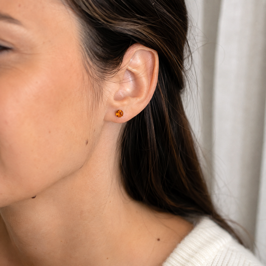 Boucles d'oreilles Maraly - ambre ronde facettée
