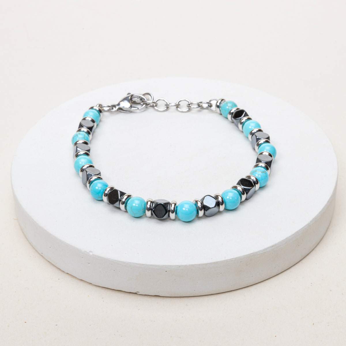 Bracelet Oscar - Turquoise stabilisée et Hématite