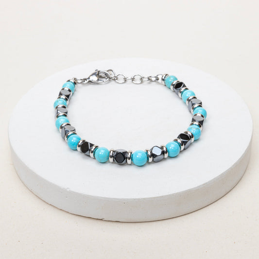 Bracelet Oscar - Turquoise stabilisée et Hématite