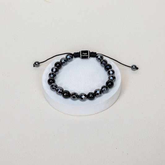 Bracelet Philippe - Agate noire, Hématite