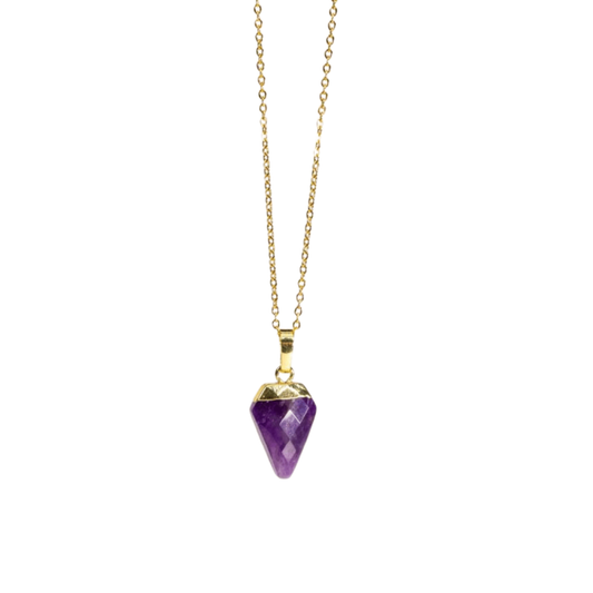 Pendentif pointe Kimia Dorée - Améthyste