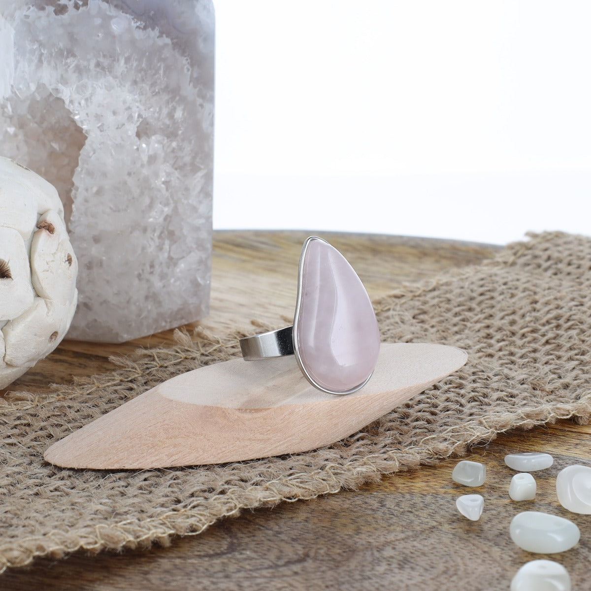 Bague Malala - Quartz rose (DB)