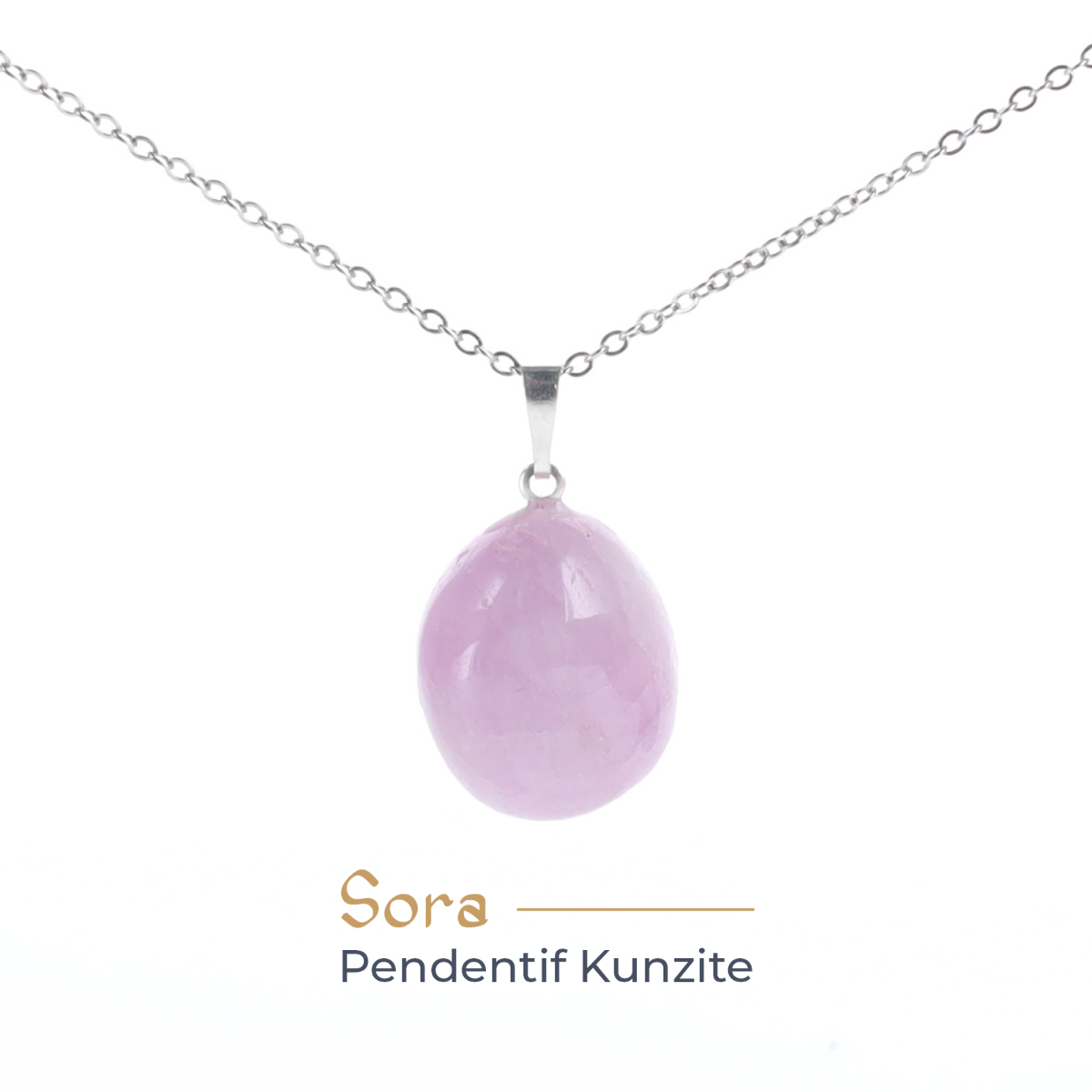 Pendentif Kunzite - Sora - Chaine INOX