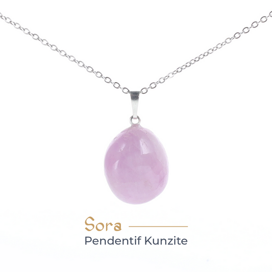 Pendentif Kunzite - Sora - Chaine INOX