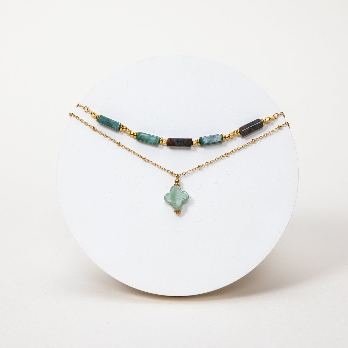 Collier Vera - Agate Indienne, Aventurine Verte