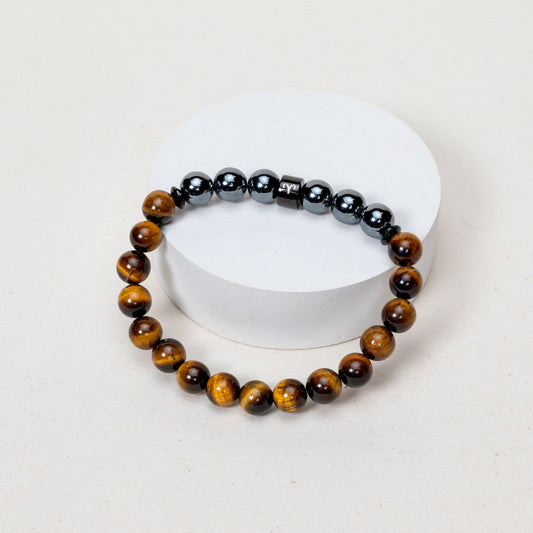 Bracelet Bélier - Oeil de Tigre, Hématite - Noir