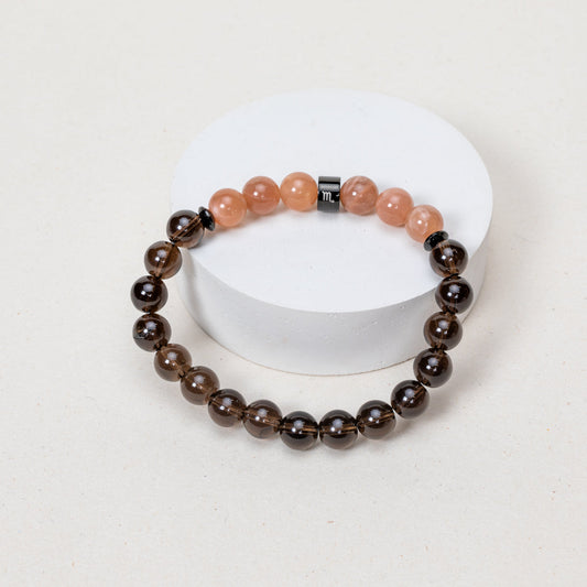 Bracelet Scorpion - Quartz Fumé, Pierre du Soleil - Noir