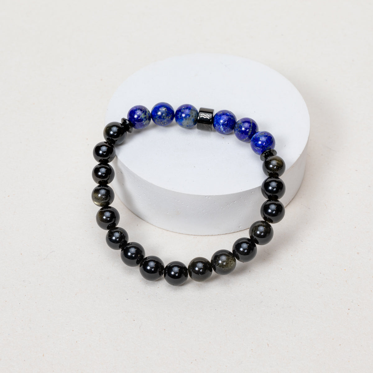 Bracelet Verseau - Obsidienne Dorée, Lapis Lazuli - Noir