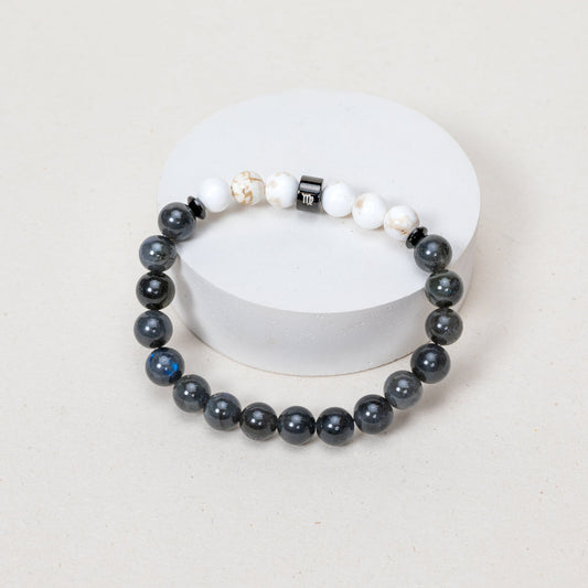 Bracelet Vierge - Pierre de Lune noire, Magnésite - Noir