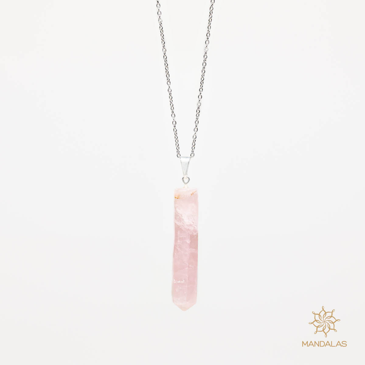 Pendentif pointe Yumi - Quartz rose (DB)